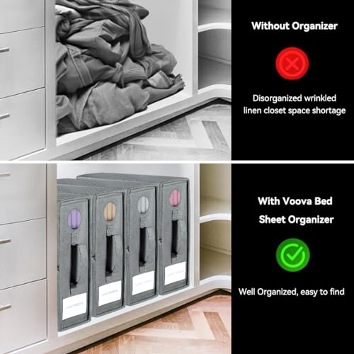 Voova Bed Sheet Organizers - 4 Pack, Grey