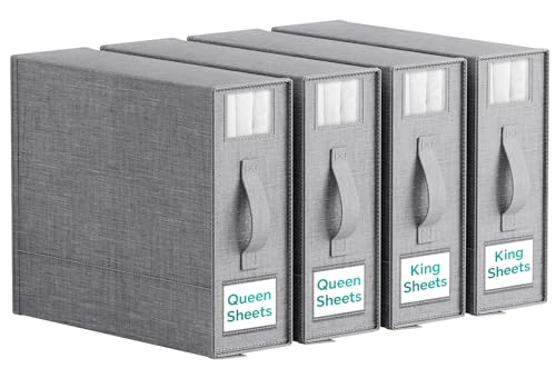 4 Pack Bed Sheet Organizer for Linen Closet ,Grey