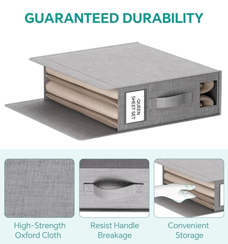 4 Pack Bed Sheet Organizer for Linen Closet ，Grey