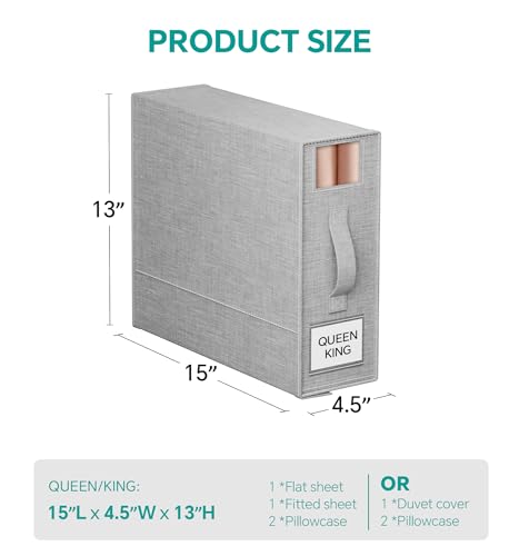 4 Pack Bed Sheet Organizer for Linen Closet ，Grey