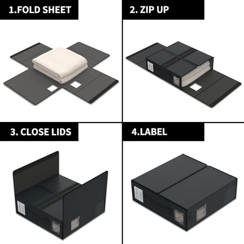 Foldable Bed Sheet Storage Organizers - Set of 4