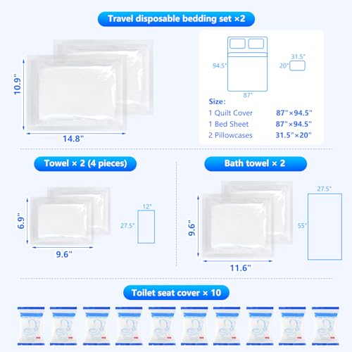 JuneHeart 2 Pack Disposable Bedding Set for Travel