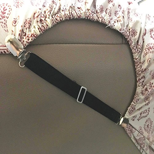 Adjustable black bed sheet straps set of 4