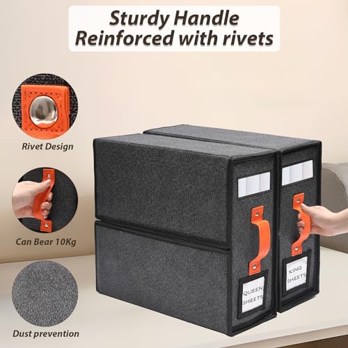 Fabric Storage Boxes for Bed Linens - Set of 2