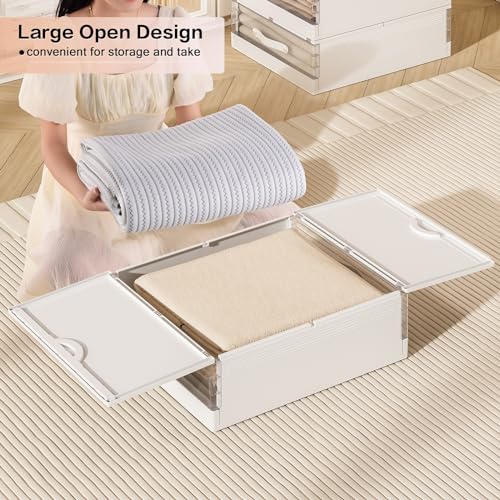 4 Pack Bed Sheet Organizers with Handle, Foldable Container