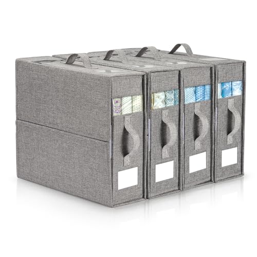 Gray Linen Bedding Storage Cube Organizer Set - 4-Pack