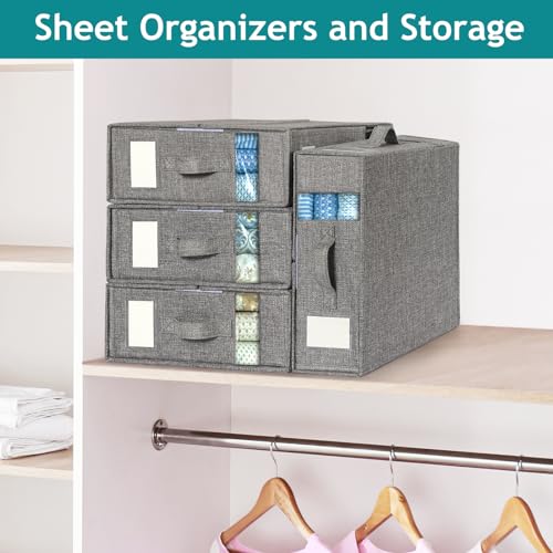 Gray Linen Bedding Storage Cube Organizer Set - 4-Pack