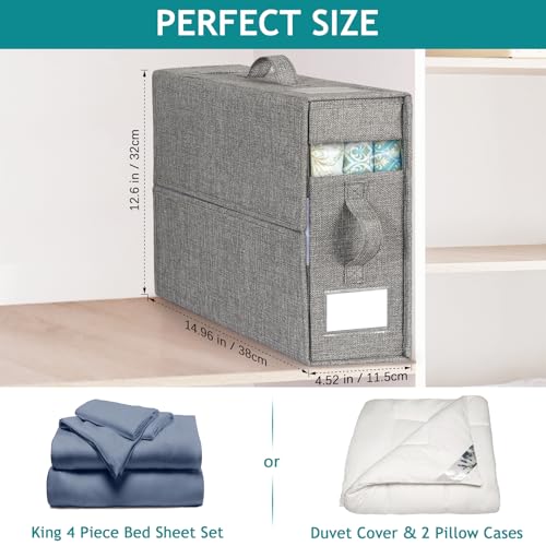 Gray Linen Bedding Storage Cube Organizer Set - 4-Pack