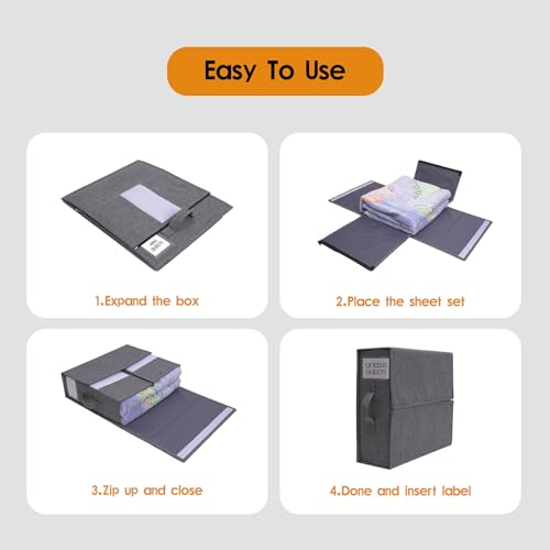 FARZHI Bed Sheet Storage Set, 4 Pack Organizer