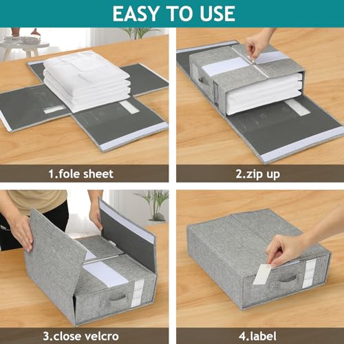 Gray Linen Bedding Storage Cube Organizer Set - 4-Pack