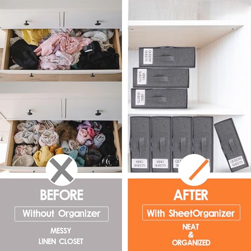 FARZHI Bed Sheet Storage Set, 4 Pack Organizer