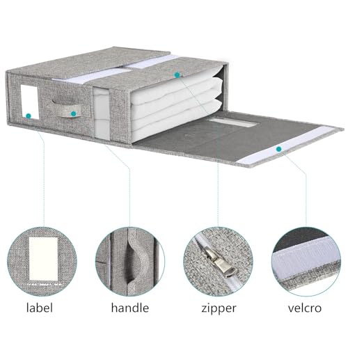 Gray Linen Bedding Storage Cube Organizer Set - 4-Pack