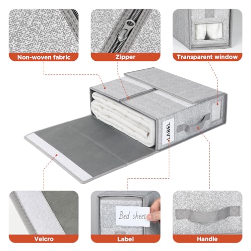 Foldable Bed Sheet Organizers Set, 3 Pack Container