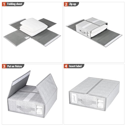 Foldable Bed Sheet Organizers Set, 3 Pack Container