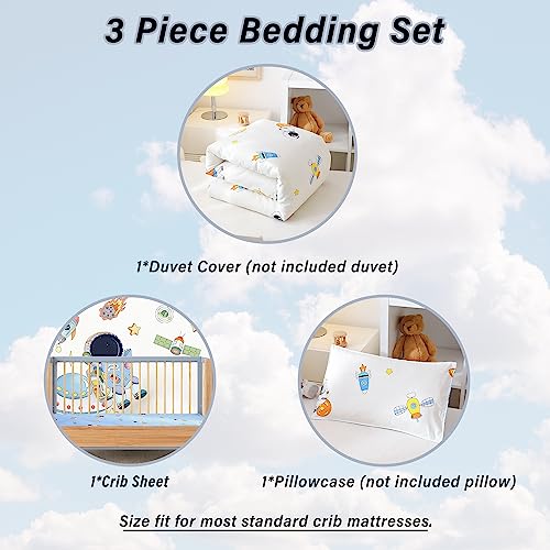Astronaut Printed Cotton Crib Bedding Set for Boys/Girls