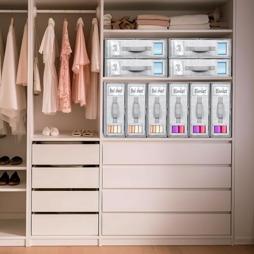 Foldable Bed Sheet Organizers Set, 3 Pack Container