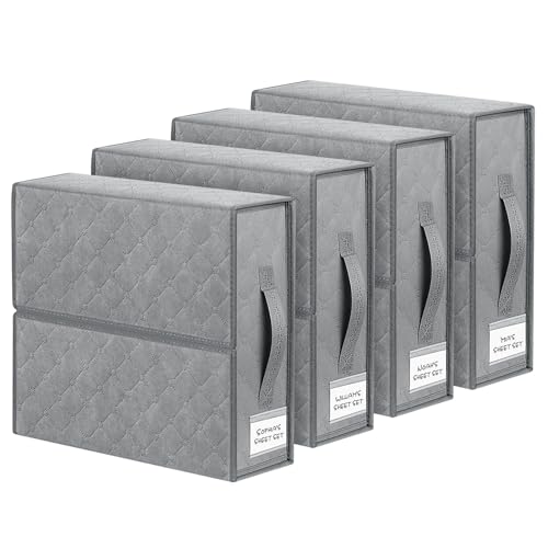 Grey Bed Sheet Organizer and Storage Bins - 4 Pack
