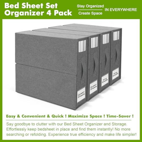 4 Pack Foldable Bed Sheet Organizers (Queen & King)