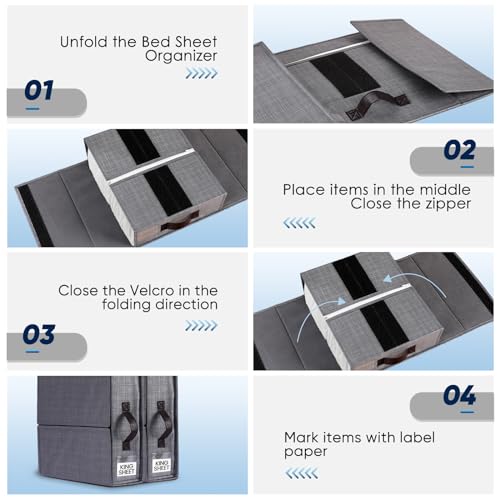 2PACK Bed Sheet Organizer for Queen&King Size, Closet Organization
