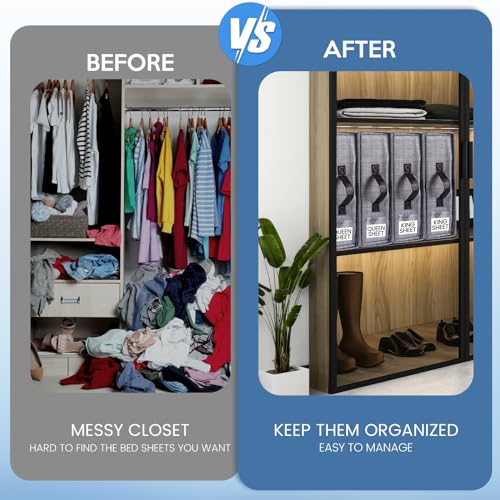 2PACK Bed Sheet Organizer for Queen&King Size, Closet Organization
