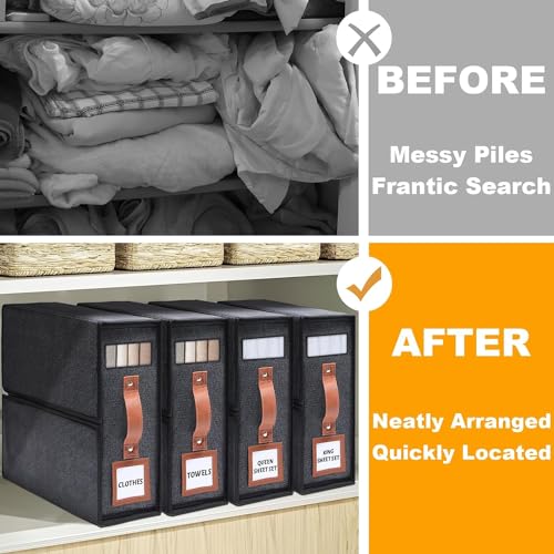 6 Pack SortWave Linen Closet Organizer, Black