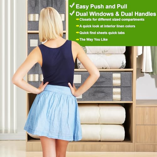 2 Pack Linen Closet Organizers with Windows & Handles