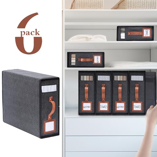 6 Pack SortWave Linen Closet Organizer, Black