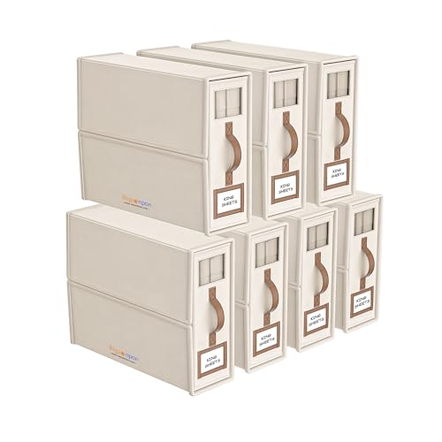 7 Pack Bed Sheet Organizers: Foldable Linen Closet Storage