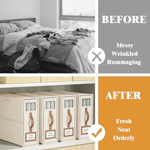 7 Pack Bed Sheet Organizers: Foldable Linen Closet Storage