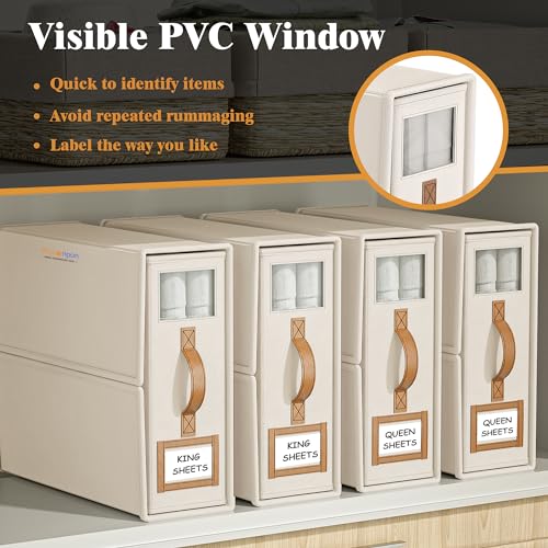 7 Pack Bed Sheet Organizers: Foldable Linen Closet Storage