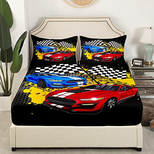 Race Car Bed Sheet Set with 2 Pillow Shams