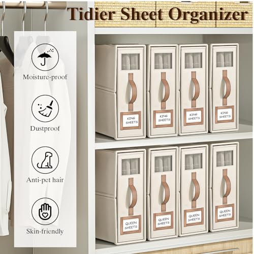 7 Pack Bed Sheet Organizers: Foldable Linen Closet Storage