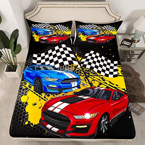 Race Car Bed Sheet Set with 2 Pillow Shams