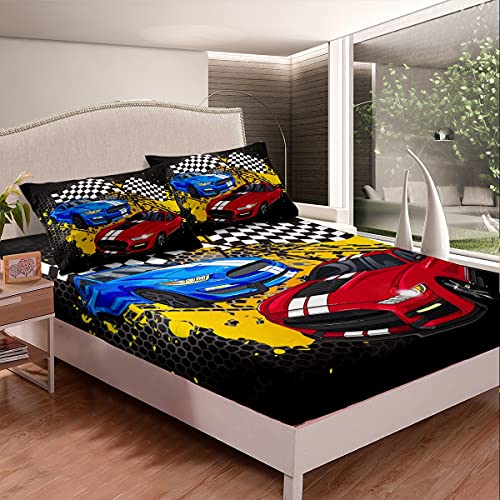 Race Car Bed Sheet Set with 2 Pillow Shams