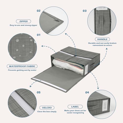 Foldable Bed Sheet Organizers with Waterproof Storage Box