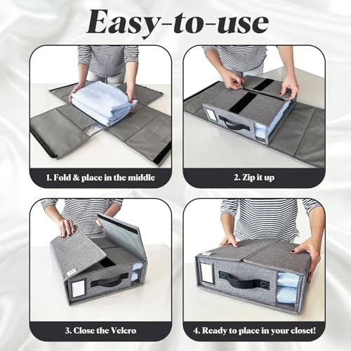 4-Pack Linen Closet Organizer Set for Bedding Storage