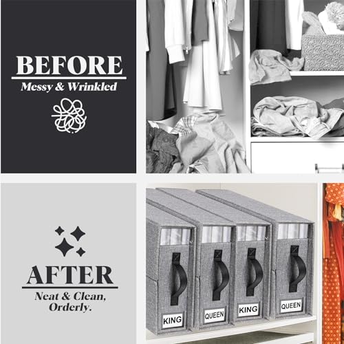 4-Pack Linen Closet Organizer Set for Bedding Storage