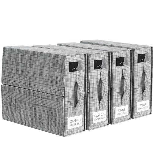 4 Pack Bedding Storage Boxes for Sheets and Linens