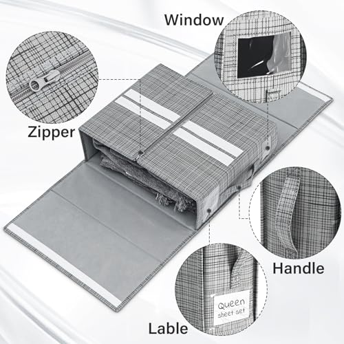 4 Pack Bedding Storage Boxes for Sheets and Linens