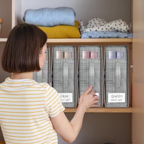 4 Pack Bedding Storage Boxes for Sheets and Linens