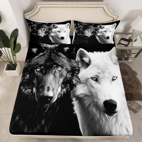 3D Wolf Bed Sheet Set Twin Size Animal Theme