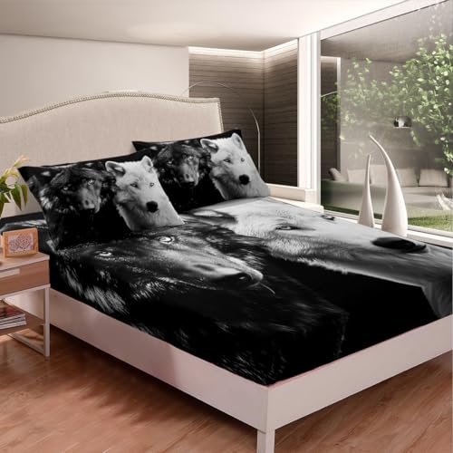 3D Wolf Bed Sheet Set Twin Size Animal Theme