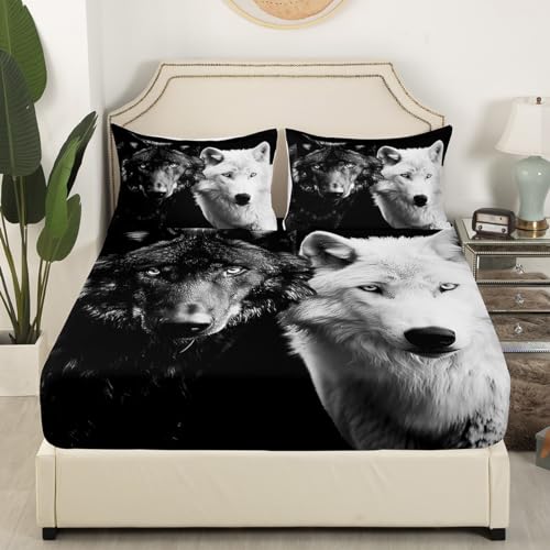 3D Wolf Bed Sheet Set Twin Size Animal Theme
