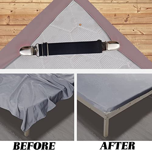 Adjustable Elastic Bed Sheet Grippers Straps Set