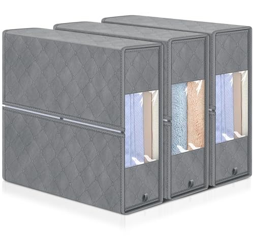 KIMBORA Foldable Bed Sheet Storage Organizer, 3 Pack