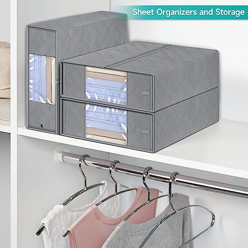 KIMBORA Foldable Bed Sheet Storage Organizer, 3 Pack
