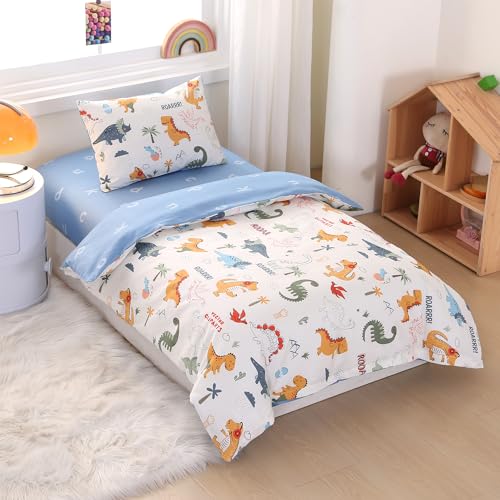 Dinosaur Printed 3-Piece Cotton Crib Bedding Set