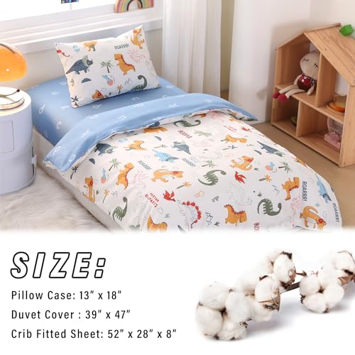 Dinosaur Printed 3-Piece Cotton Crib Bedding Set