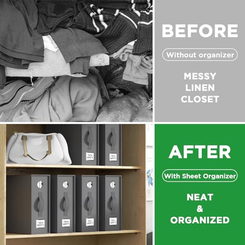 4 Pack Bedsheet Organizers and Linen Closet Storage