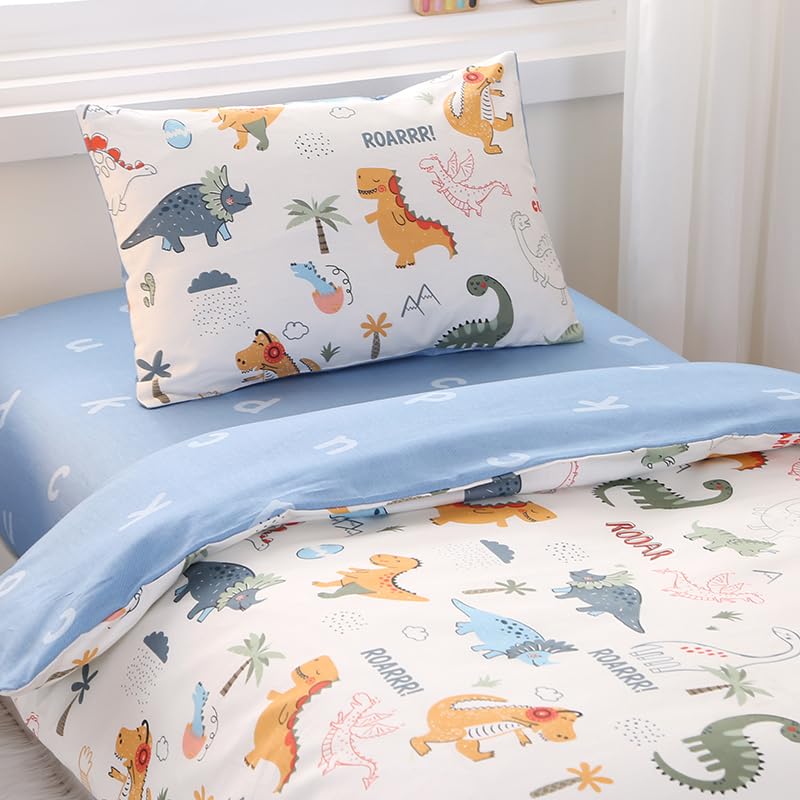 Dinosaur Printed 3-Piece Cotton Crib Bedding Set